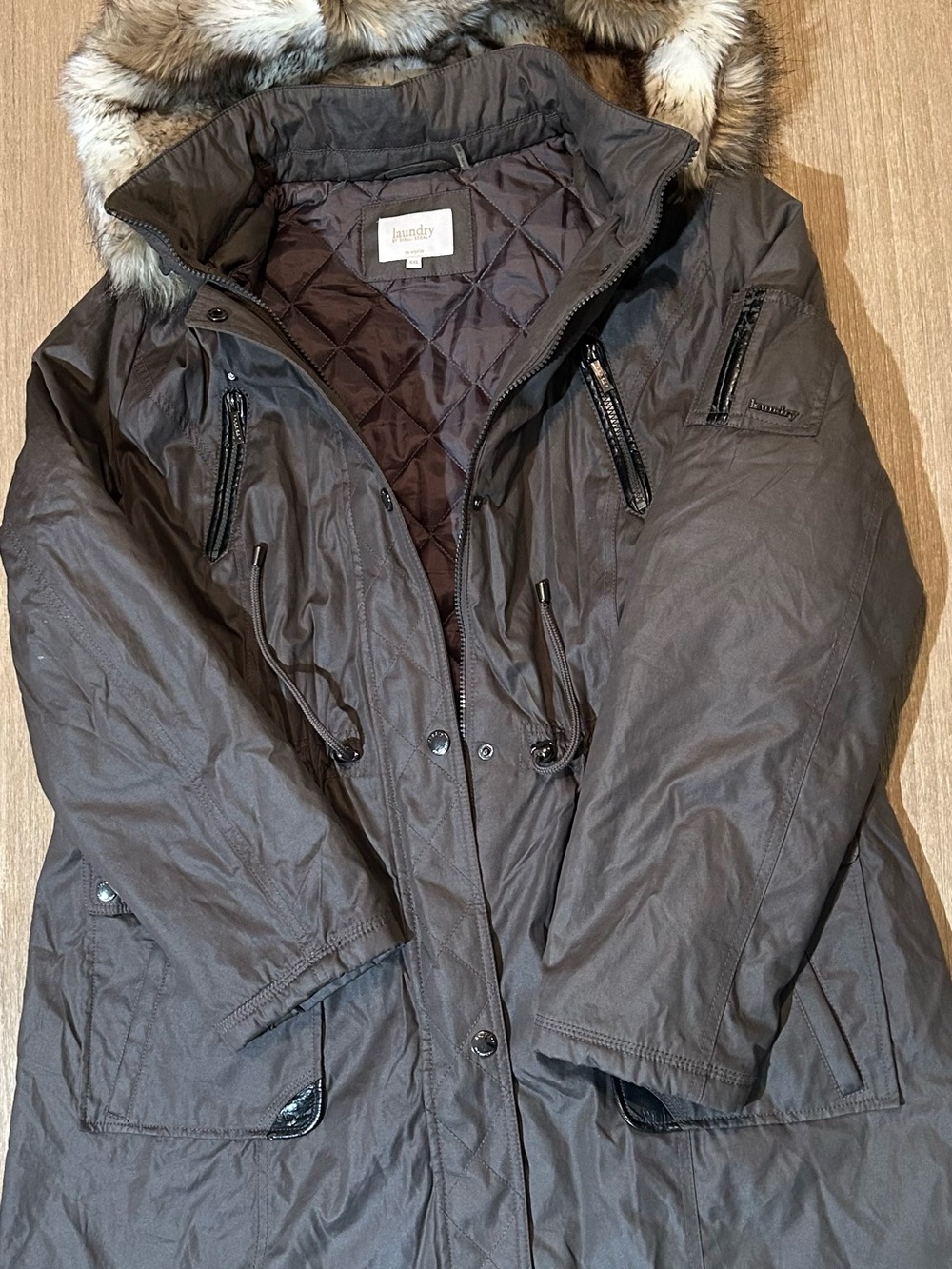Laundry by Shelli Segal Faux Fur Hooded Winter Parka Coat - Taupe - XXL